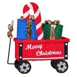NNEDSZ Christabelle Christmas Cart Display w/Candy Cane & Presents Warm White LED Lights Wire Frame Structure Indoor & Outdoor