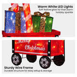NNEDSZ Christabelle Christmas Cart Display w/Candy Cane & Presents Warm White LED Lights Wire Frame Structure Indoor & Outdoor