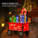 NNEDSZ Christabelle Christmas Cart Display w/Candy Cane & Presents Warm White LED Lights Wire Frame Structure Indoor & Outdoor