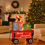 NNEDSZ Christabelle Christmas Cart Display w/Candy Cane & Presents Warm White LED Lights Wire Frame Structure Indoor & Outdoor