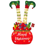 NNEDSZ Christabelle Elf in Gift Sack Christmas Display Warm White LED Lights 86cm for Decoration w/Wire Frame Construction