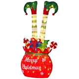 NNEDSZ Christabelle Elf in Gift Sack Christmas Display Warm White LED Lights 86cm for Decoration w/Wire Frame Construction