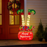 NNEDSZ Christabelle Elf in Gift Sack Christmas Display Warm White LED Lights 86cm for Decoration w/Wire Frame Construction