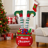 NNEDSZ Christabelle Elf in Gift Sack Christmas Display Warm White LED Lights 86cm for Decoration w/Wire Frame Construction