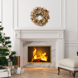 NNEDSZ Christabelle 61cm Snowy Christmas Wreath Bedford with LED Lights Front Door Decoration Ornament