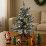 NNEDSZ Christabelle 61cm Pre-Lit Snowy Stamford Spruce Battery-Operated Mini Christmas Tree Multi-Functional LED Timer