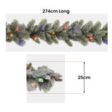 NNEDSZ Christabelle 2.7m Christmas Garland Snowy with LED Lights Stamford Spruce Tree Decoration Ornament