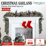 NNEDSZ Christabelle 2.7m Christmas Garland Snowy with LED Lights Stamford Spruce Tree Decoration Ornament
