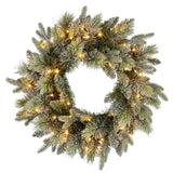 NNEDSZ Christabelle 61cm Christmas Wreath Snowy Stamford Spruce with Coloured LED Lights Front Door Decoration Ornament