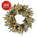 NNEDSZ Christabelle 61cm Christmas Wreath Snowy Stamford Spruce with Coloured LED Lights Front Door Decoration Ornament