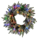 NNEDSZ Christabelle 61cm Christmas Wreath Snowy Stamford Spruce with Coloured LED Lights Front Door Decoration Ornament