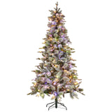 NNEDSZ National Tree Company Snowy Stamford Spruce 7.5ft Christmas Tree Multi Functional White Coloured LED Lights & Foot Pedal