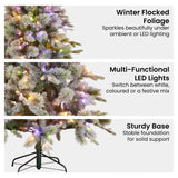 NNEDSZ National Tree Company Snowy Stamford Spruce 7.5ft Christmas Tree Multi Functional White Coloured LED Lights & Foot Pedal