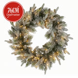 NNEDSZ Christabelle 76cm Christmas Wreath Snowy Stamford Spruce with LED Lights Front Door Decoration Ornament