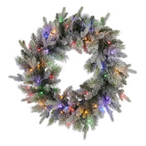 NNEDSZ Christabelle 76cm Christmas Wreath Snowy Stamford Spruce with LED Lights Front Door Decoration Ornament