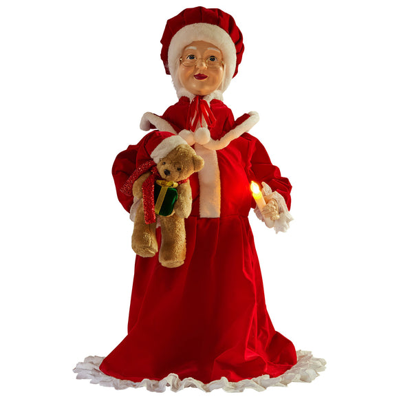NNEDSZ Christabelle 1.1m Musical LED Animated Christmas Mrs Claus Glowing Candle Ornament Decoration