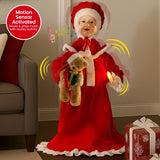 NNEDSZ Christabelle 1.1m Musical LED Animated Christmas Mrs Claus Glowing Candle Ornament Decoration