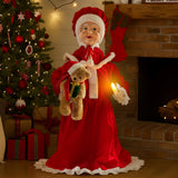 NNEDSZ Christabelle 1.1m Musical LED Animated Christmas Mrs Claus Glowing Candle Ornament Decoration