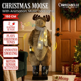 NNEDSZ Christabelle 1.5m Musical LED Animated Christmas Moose Decoration Light-Up Lantern Ornament