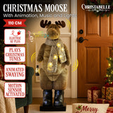NNEDSZ Christabelle 1.1m Musical LED Animated Christmas Moose Decoration Light-Up Lantern Ornament