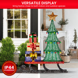 NNEDSZ Christabelle Christmas Display Sled 183cm With Tree And Presents Led Lights & C9 Bulbs