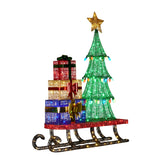 NNEDSZ Christabelle Christmas Display Sled 183cm With Tree And Presents Led Lights & C9 Bulbs