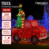 NNEDSZ Christabelle 1.4m Christmas Tree Truck Indoor Outdoor Display Decoration LED Lights Front Yard Lawn Statue Ornament