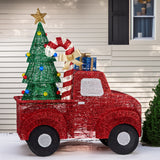 NNEDSZ Christabelle 1.4m Christmas Tree Truck Indoor Outdoor Display Decoration LED Lights Front Yard Lawn Statue Ornament