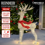 NNEDSZ Christabelle Large 1.5m Christmas Reindeer Outdoor Indoor Light-Up Display Decoration Lawn Statue LED Lights Red Bow