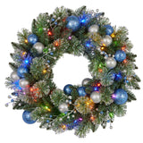 NNEDSZ Swishmas 61cm Blue Collection Multicolour Pre-Lit Christmas Wreath