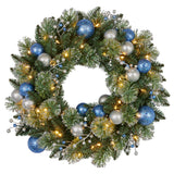 NNEDSZ Swishmas 61cm Blue Collection Multicolour Pre-Lit Christmas Wreath