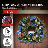 NNEDSZ Swishmas 61cm Blue Collection Multicolour Pre-Lit Christmas Wreath