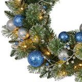 NNEDSZ Swishmas 61cm Blue Collection Multicolour Pre-Lit Christmas Wreath