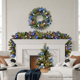 NNEDSZ Swishmas 61cm Blue Collection Multicolour Pre-Lit Christmas Wreath