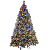 NNEDSZ Swishmas Snowy Crown Pine 2.3m Multicolour Pre-Lit Christmas Tree with 1453 Tips