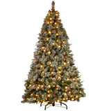 NNEDSZ Swishmas Snowy Crown Pine 2.3m Multicolour Pre-Lit Christmas Tree with 1453 Tips