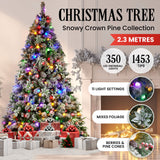 NNEDSZ Swishmas Snowy Crown Pine 2.3m Multicolour Pre-Lit Christmas Tree with 1453 Tips