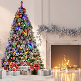 NNEDSZ Swishmas Snowy Crown Pine 2.3m Multicolour Pre-Lit Christmas Tree with 1453 Tips