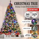 NNEDSZ Swishmas Snowy Crown Pine 2.7m Multicolour Pre-Lit Christmas Tree with 2429 Tips