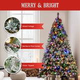 NNEDSZ Swishmas Snowy Crown Pine 2.7m Multicolour Pre-Lit Christmas Tree with 2429 Tips