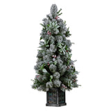 NNEDSZ Swishmas Snowy Crown Pine Potted Christmas Tree 1.2m Multicolour Pre-Lit with Snowball Lights