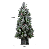 NNEDSZ Swishmas Snowy Crown Pine Potted Christmas Tree 1.2m Multicolour Pre-Lit with Snowball Lights