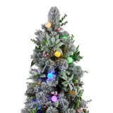 NNEDSZ Swishmas Snowy Crown Pine Potted Christmas Tree 1.2m Multicolour Pre-Lit with Snowball Lights