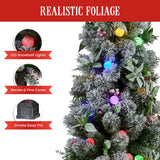 NNEDSZ Swishmas Snowy Crown Pine Potted Christmas Tree 1.2m Multicolour Pre-Lit with Snowball Lights