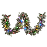 NNEDSZ Swishmas 274cm Snowy Crown Pine Pre-Lit Multicolour Christmas Garland