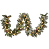 NNEDSZ Swishmas 274cm Snowy Crown Pine Pre-Lit Multicolour Christmas Garland