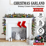 NNEDSZ Swishmas 274cm Snowy Crown Pine Pre-Lit Multicolour Christmas Garland