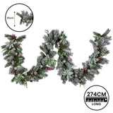 NNEDSZ Swishmas 274cm Snowy Crown Pine Pre-Lit Multicolour Christmas Garland