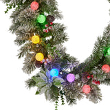 NNEDSZ Swishmas 274cm Snowy Crown Pine Pre-Lit Multicolour Christmas Garland