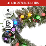 NNEDSZ Swishmas 274cm Snowy Crown Pine Pre-Lit Multicolour Christmas Garland